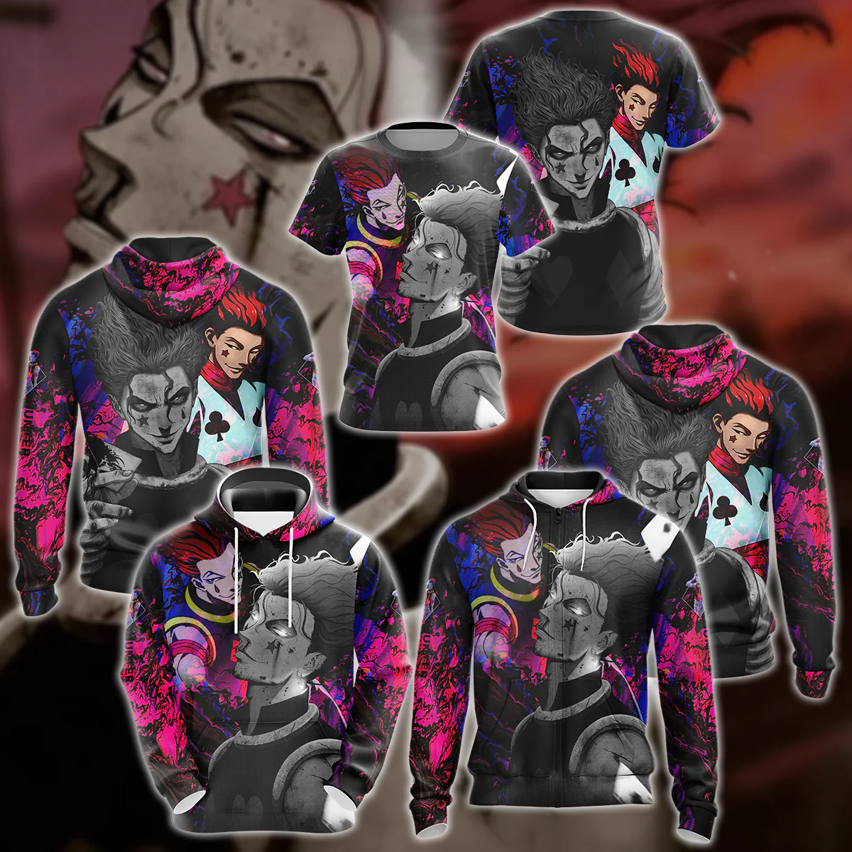 Hunter x Hunter Hisoka 3D All Over Print T-shirt Tank Top Zip Hoodie Pullover Hoodie Hawaiian Shirt Beach Shorts Jogger - Image 4