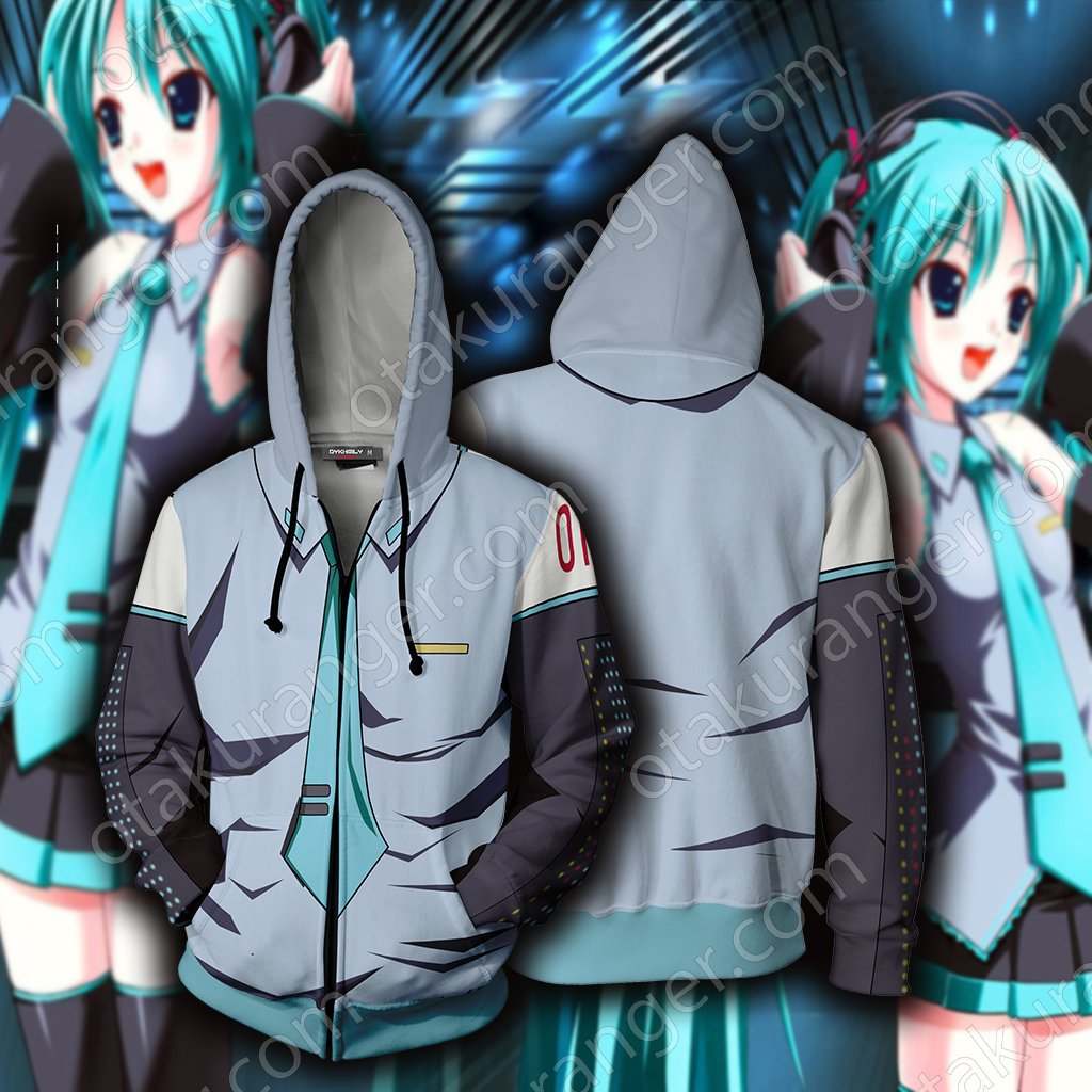 Hatsune Miku Cosplay Zip Up Hoodie Jacket - Image 4