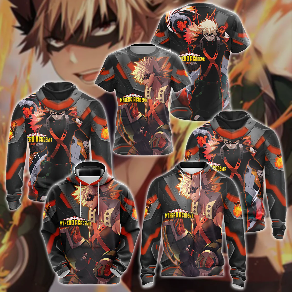 My Hero Academia Bakugou 3D All Over Print T-shirt Tank Top Zip Hoodie Pullover Hoodie Hawaiian Shirt Beach Shorts Jogger - Image 5