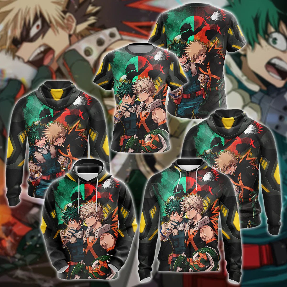 My Hero Academia: Deku x Bakugo 3D All Over Print T-shirt Tank Top Zip Hoodie Pullover Hoodie Hawaiian Shirt Beach Shorts Jogger - Image 9