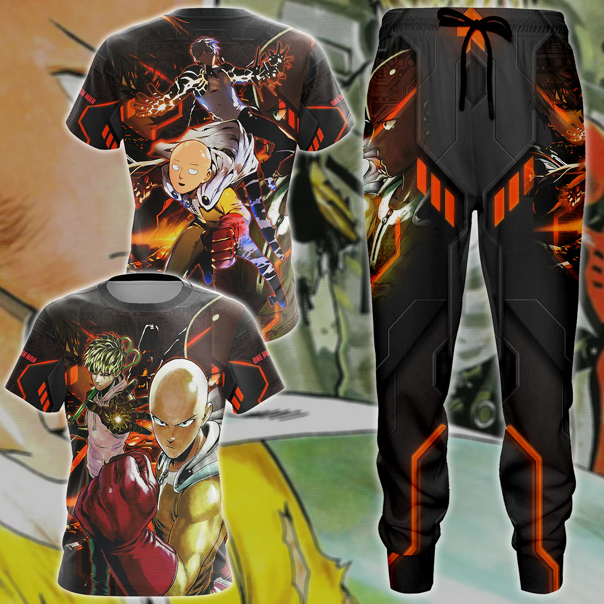 One Punch Man Saitama & Genos 3D All Over Print T-shirt Tank Top Zip Hoodie Pullover Hoodie Hawaiian Shirt Beach Shorts Jogger - Image 3