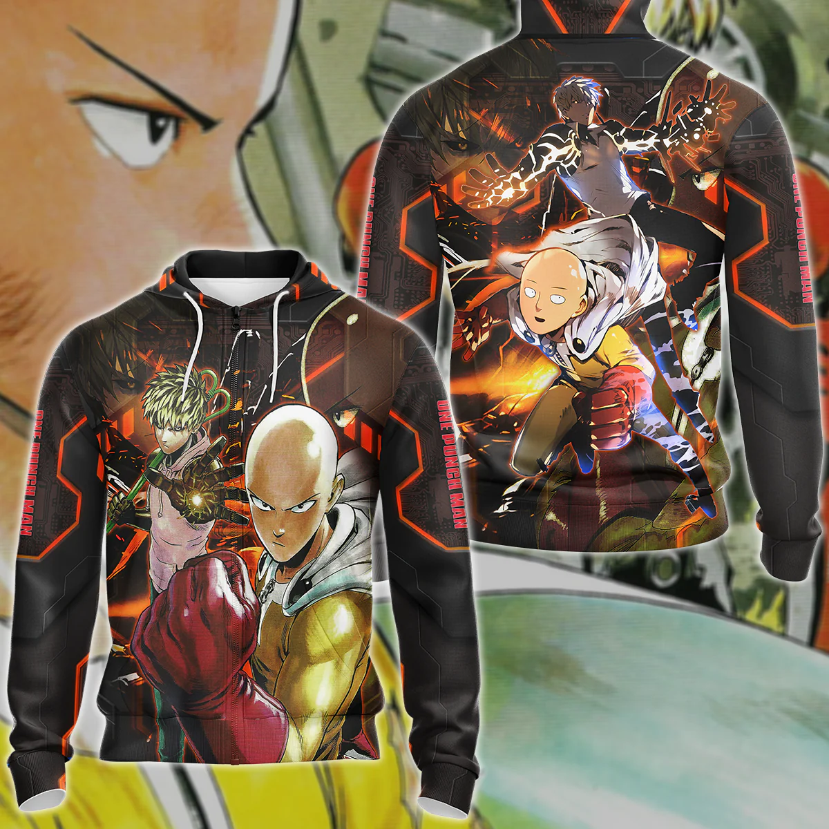 One Punch Man Saitama & Genos 3D All Over Print T-shirt Tank Top Zip Hoodie Pullover Hoodie Hawaiian Shirt Beach Shorts Jogger - Image 4