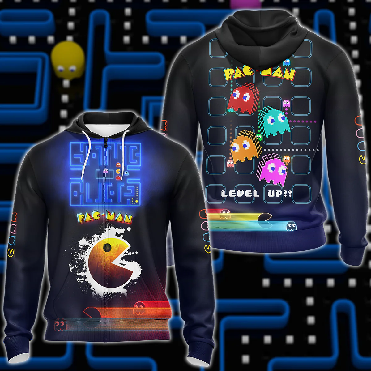 Pac Man Video Game 3D All Over Print T-shirt Tank Top Zip Hoodie Pullover Hoodie Hawaiian Shirt Beach Shorts Jogger - Image 7