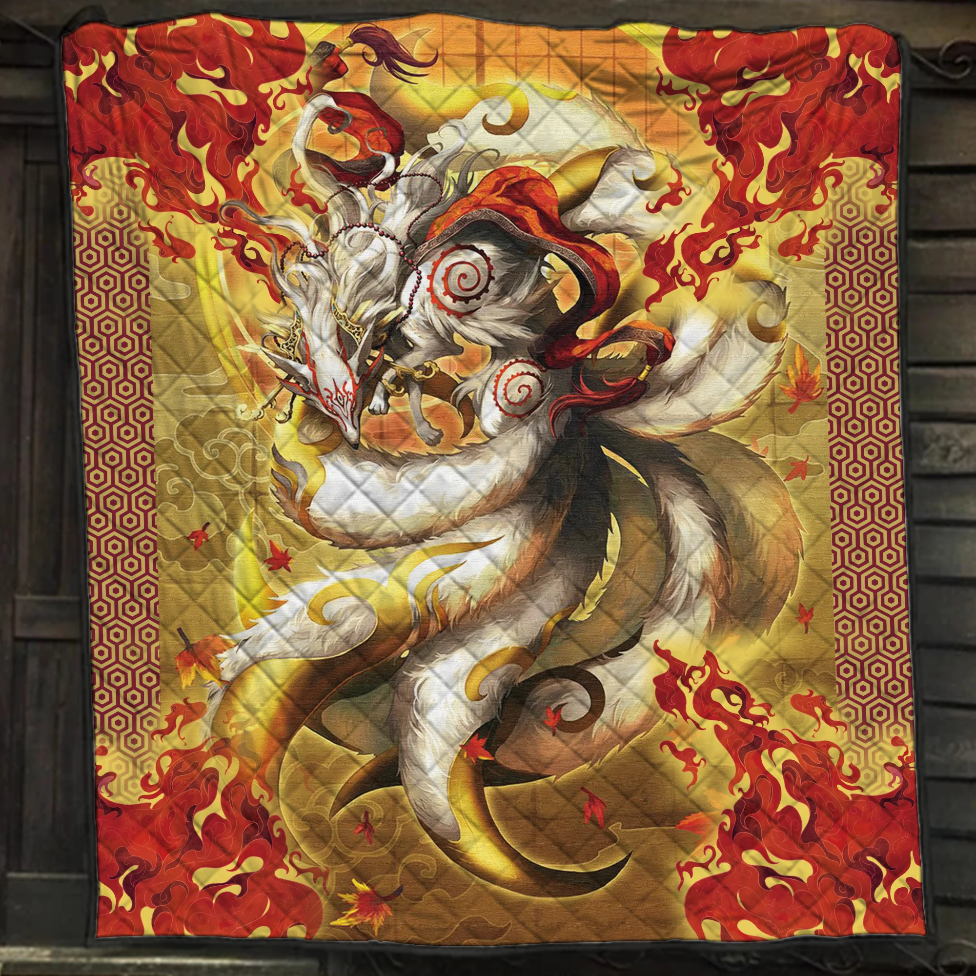 Nine Tail Okami Fox Quilt Bed Set - Image 3