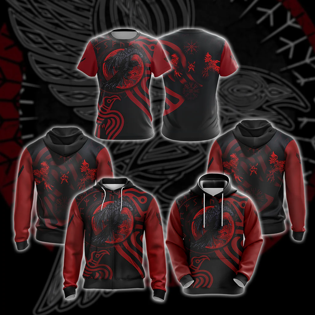 Vikings - Ravens Unisex 3D T-shirt - Image 12