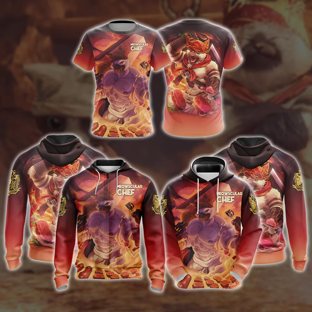 Monster Hunter Meowscular Chef Unisex 3D T-shirt - Image 4