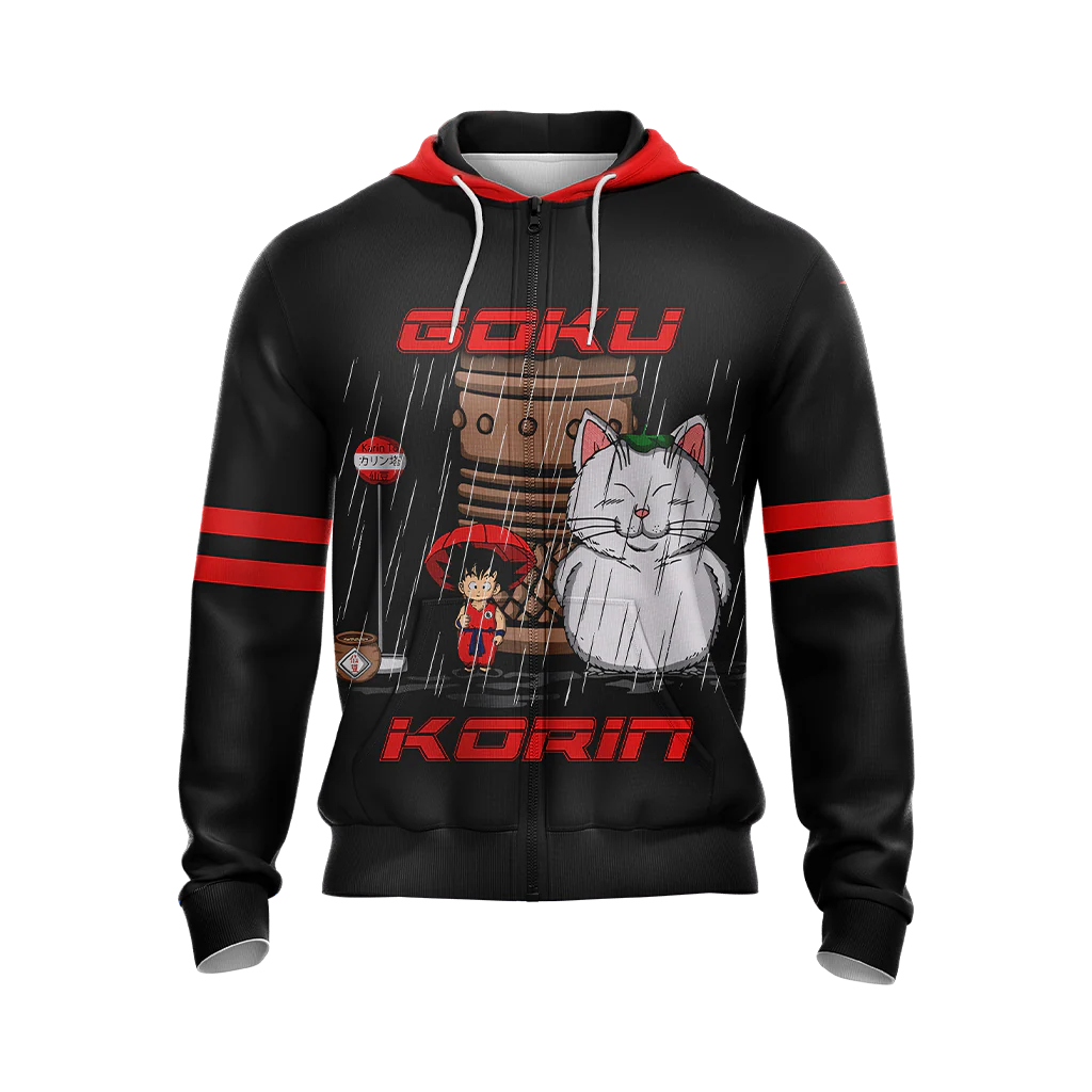 Dragon Ball Goku and Korin in My Neighbor Totoro Unisex Zip Up Hoodie - Image 3